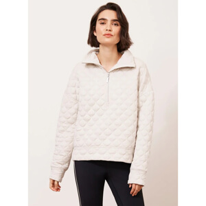 Mint Velvet Cream Quilted Zip Sweatshirt